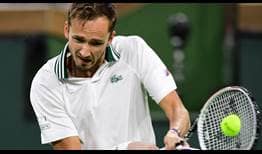 Daniil Medvedev survives a tense second set to see off Filip Krajinovic in the third round at Indian Wells on Monday.