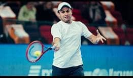 Aslan Karatsev defeats Gilles Simon on Friday to reach the semi-finals in Moscow for the first time. 
