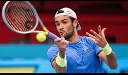 Matteo Berrettini breaks once to secure a 7-6(3), 6-3 victory in the first round over qualifier Alexei Popyrin at the Erste Bank Open.