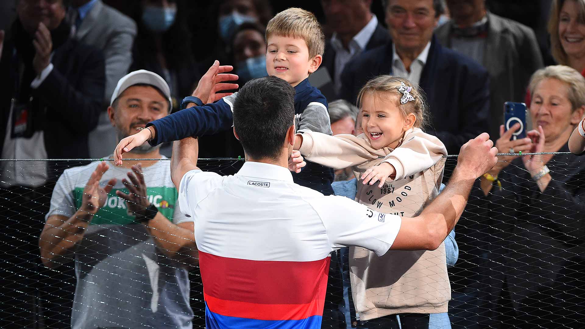 <a href='https://www.atptour.com/en/players/novak-djokovic/d643/overview'>Novak Djokovic</a> with children Stefan and Tara.