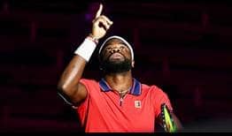 Frances Tiafoe saves seven of the nine break points he faces in his opening match in Stockholm.
