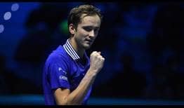 Daniil Medvedev defeats Hubert Hurkacz on Sunday in Turin.