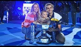 Pierre-Hugues Herbert celebrates his Nitto ATP Finals title with his family on Sunday. 