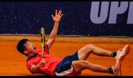 Chun-hsin Tseng celebrates his maiden ATP Challenger title in Maia, Portugal.