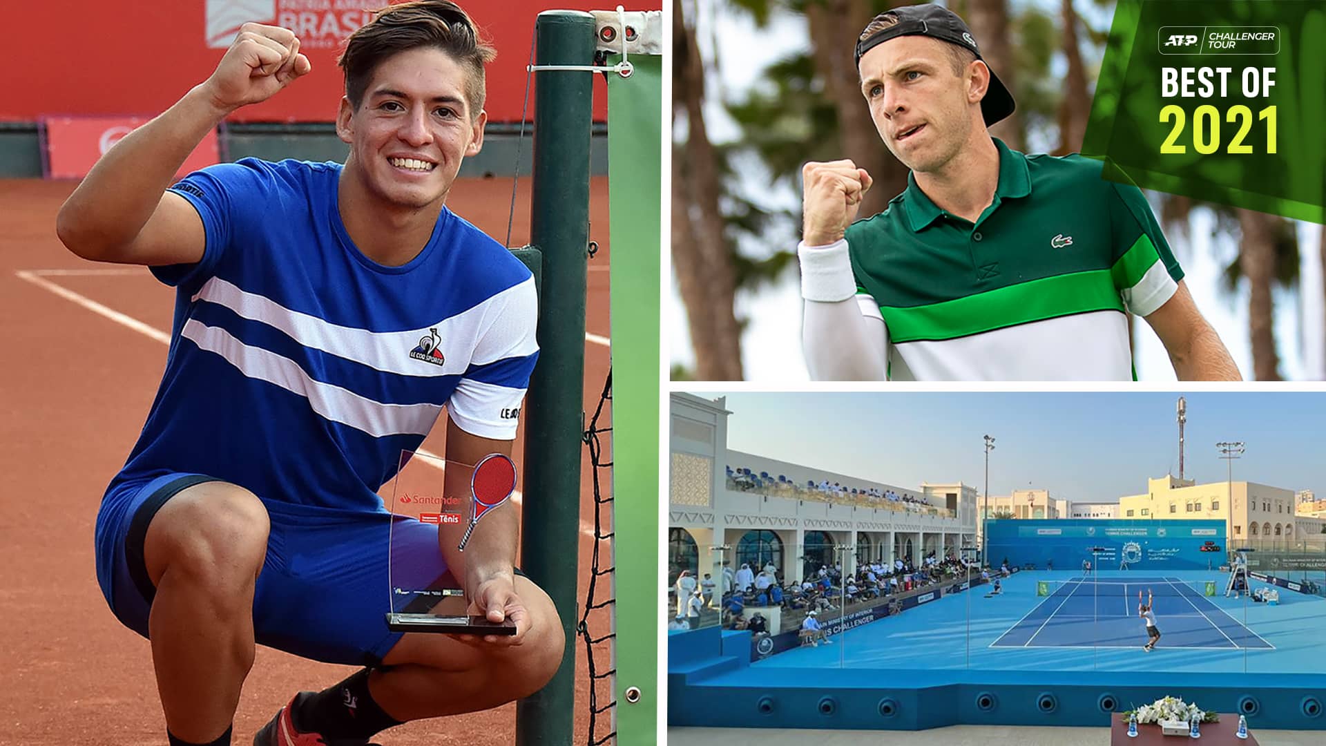 Sebastian Baez (left) and Tallon Griekspoor were two of the breakout stars on the ATP Challenger Tour in 2021, while Manama, Bahrain made a dazzling debut.