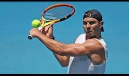 Rafael Nadal trains ahead of the Melbourne Summer Set, which begins on 4 January.
