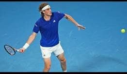 Greece's Stefanos Tsitsipas was leading Nikoloz Basilashvili 4-1 in the first set when the Georgian retired on Wednesday at the ATP Cup.