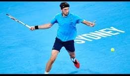France's Arthur Rinderknech beats James Duckworth of Australia on Thursday in the Group B tie at the ATP Cup.