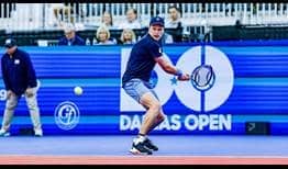 Jenson Brooksby hits five aces and wins 83 per cent of his first-serve points in a Dallas victory.