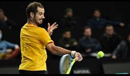 Richard Gasquet advances past Mikael Ymer in Marseille on Monday.