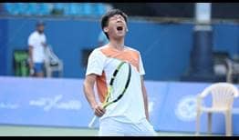 Chun-hsin Tseng celebrates his second ATP Challenger title, prevailing in Bengaluru, India.
