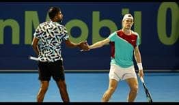 Rohan Bopanna and Denis Shapovalov convert on both of their break points to win in Doha.