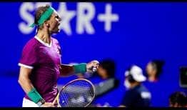Rafael Nadal saves 11 break points across two consecutive service games in an Acapulco semi-final win.