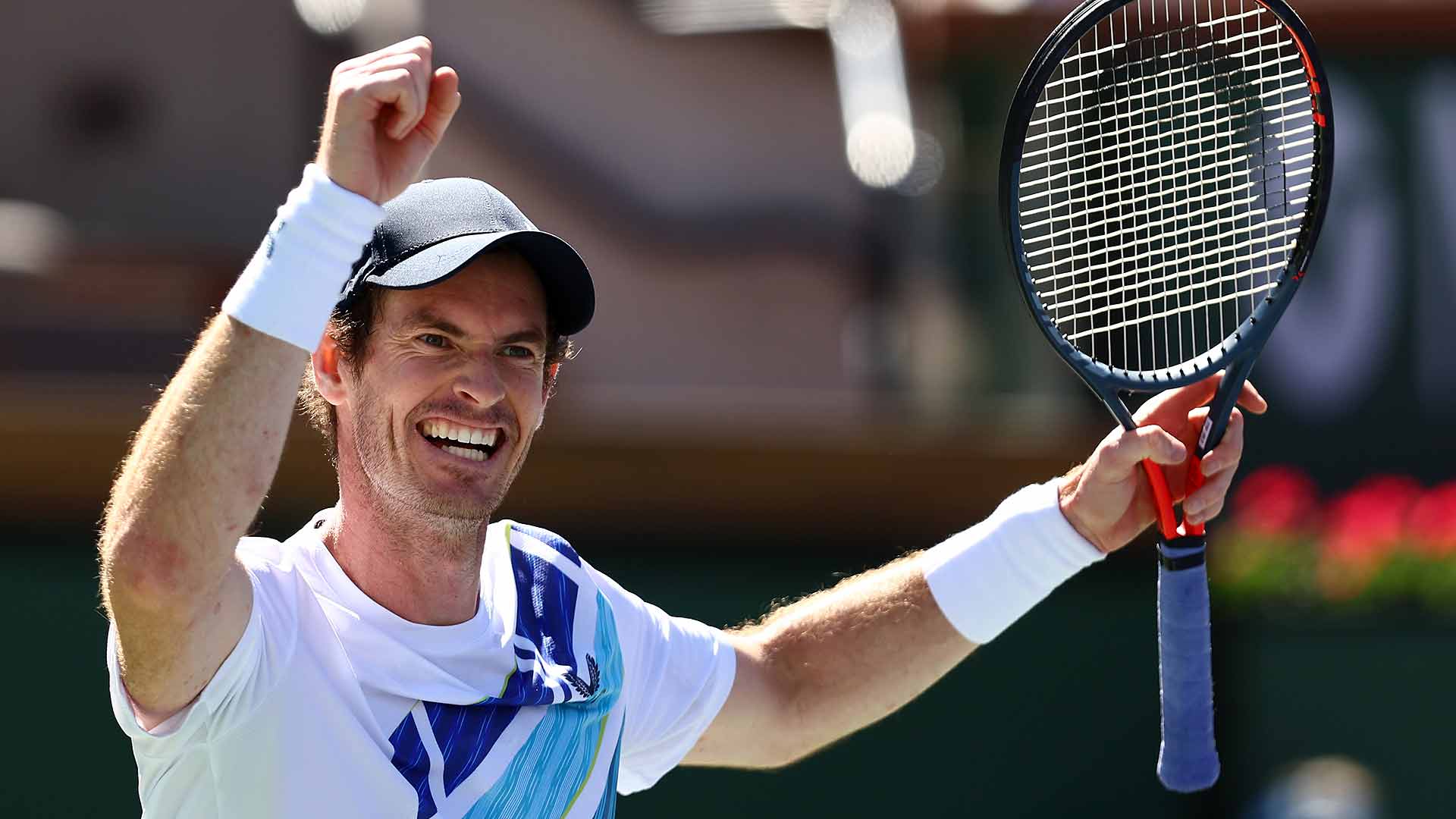 Andy Murray celebrates his 700th win Friday in Indian Wells.
