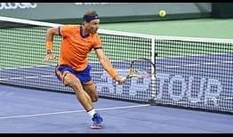 Rafael Nadal closed the net throughout his match against Carlos Alcaraz on Saturday in Indian Wells.