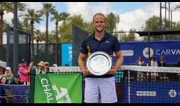 Denis Kudla celebrates his eighth ATP Challenger title in Phoenix.