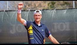 Manuel Guinard celebrates his maiden ATP Challenger title in Roseto degli Abruzzi.