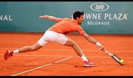 Novak Djokovic in action against Laslo Djere in Belgrade on Wednesday.