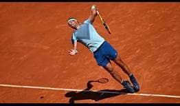 Rafael Nadal in action against Carlos Alcaraz at the Mutua Madrid Open on Friday.