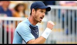 Andy Murray saves the only two break points against him to advance in Surbiton.