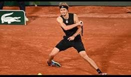 Alexander Zverev rolls his right ankle against Rafael Nadal on Friday at Roland Garros.