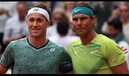 Casper Ruud and Rafael Nadal embrace ahead of the final.
