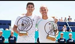David Vega Hernandez and Rafael Matos celebrate their second ATP Tour title together in Mallorca on Saturday.
