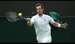 Andy Murray practica su derecha durante un práctica en Wimbledon el viernes.
