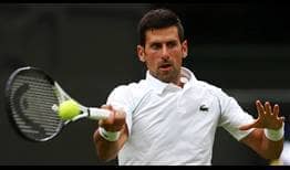 Novak Djokovic brings a 22-match Wimbledon win streak into the second round.