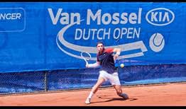 Tallon Griekspoor competes in the final of the 2021 Van Mossel Kia Dutch Open in Amersfoort.