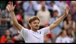 David Goffin celebra un exigente triunfo en cinco mangas ante Frances Tiafoe en los octavos de final de Wimbledon.