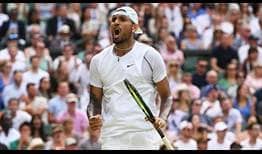 Nick Kyrgios will play Cristian Garin in the Wimbledon quarter-finals on Wednesday.