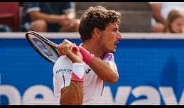 Pablo Carreno Busta defeats Stan Wawrinka in straight sets to reach the second round in Bastad on Monday.