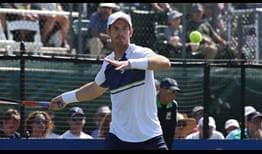 Andy Murray earns his 116th grass-court win in the Newport opening round.