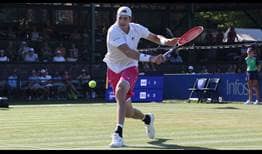 John Isner improves to 24-5 at Newport, where he is a four-time singles champion.