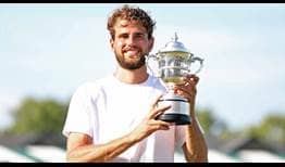 Maxime Cressy defeats Alexander Bublik in a three-set Newport final on Sunday to lift his first ATP Tour trophy.