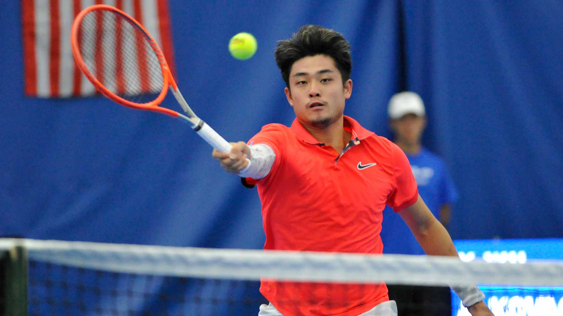 Wu Yibing en route to a dramatic ATP Challenger Tour victory in Indianapolis on Sunday.