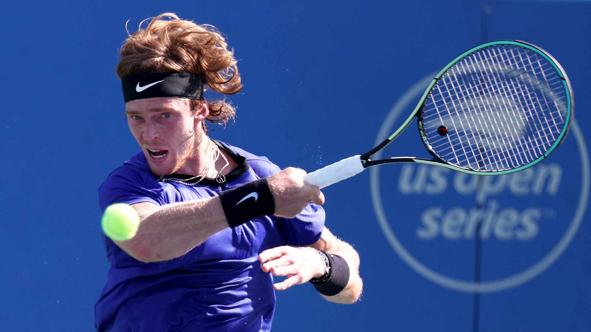 Andrey Rublev charges into the Citi Open quarter-finals Friday.