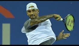 Nick Kyrgios conectó 35 aces en su victoria de cuartos de final en Washington.