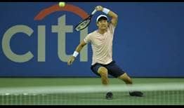 Yoshihito Nishioka converts four of his five break points to upset Andrey Rublev on Saturday in Washington.