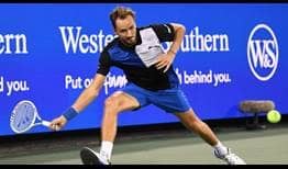 Daniil Medvedev wins 87 per cent (33/38) of his first-serve points in his opening Cincinnati win.