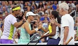 Rafael Nadal, Iga Swiatek, Coco Gauff and John McEnroe play in an exhibition in support of Ukrainian humanitarian relief on Wednesday at the US Open.