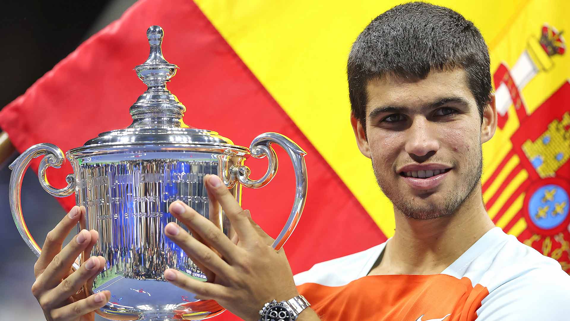 Carlos Alcaraz” /><br /><em><sup>Photo credit: Julian Finney/Getty Images<br /></sup></em><strong>Carlos’ coolest thing: winning the Mutua Madrid Open in front of family and friends<br /></strong>Alcaraz won five of his six tour-level titles this season. The closest to home – literally – was his win at the Mutua Madrid Open. The Spaniard defeated three of the top four players in the Pepperstone ATP ranking – Rafael Nadal, Novak Djokovic and Alexander Zverev – on his way to the trophy in front of his family and friends.</p>
<p>“I am a very family child. I’ve been a kid that whenever I can, I’d rather be at home than anywhere else,” Alcaraz said after his win. “For me to celebrate this title, which is very special, with my family, with my cousins, uncles, grandparents, all my family in general, it’s very, very special.”</p>
<p><strong>Carlos’ craziest: a coach’s surprise<br /></strong>When Alcaraz advanced to the final of the Miami Open presented by Itau, it was a special moment. In 2021, the Spaniard lost in the first round on his debut in Miami. A year later, he entered his first ATP Masters 1000 championship match.</p>
<p>The only missing piece was his coach, Juan Carlos Ferrero, who mourned the loss of his father at home. During the tournament, Alcaraz paid tribute to Ferrero and his family. The teen got through to him.</p>
<p>“After this happened it was hard for me, it was hard for him,” Ferrero said of his absence from Miami. “And even this way, he could stay on the same level and try to… stay even more focused.”</p>
<p><img decoding=