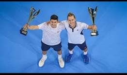 David Vega Hernandez and Rafael Matos celebrate in Sofia on Sunday.