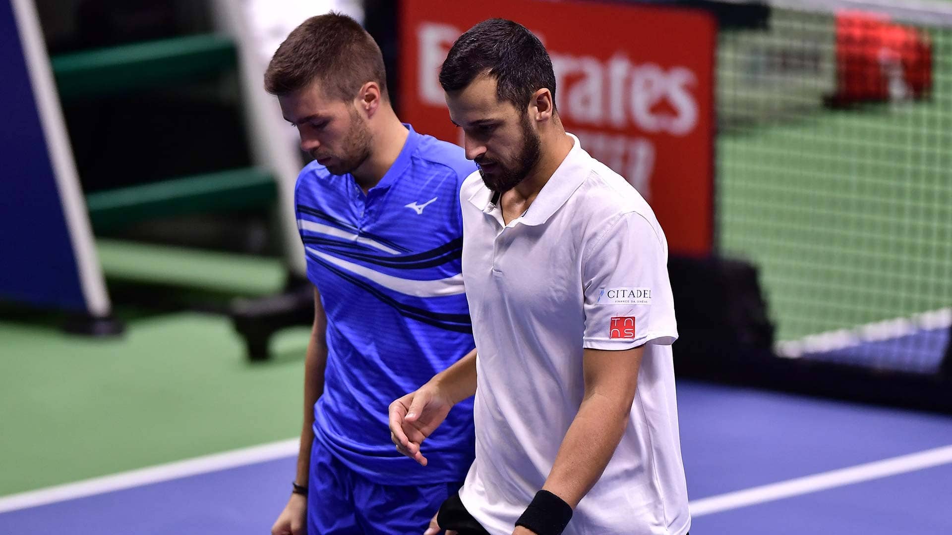 Nikola Mektic and Mate Pavic in action on Friday in Astana.