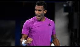 Felix Auger-Aliassime fires 22 aces in his Antwerp semi-final victory.