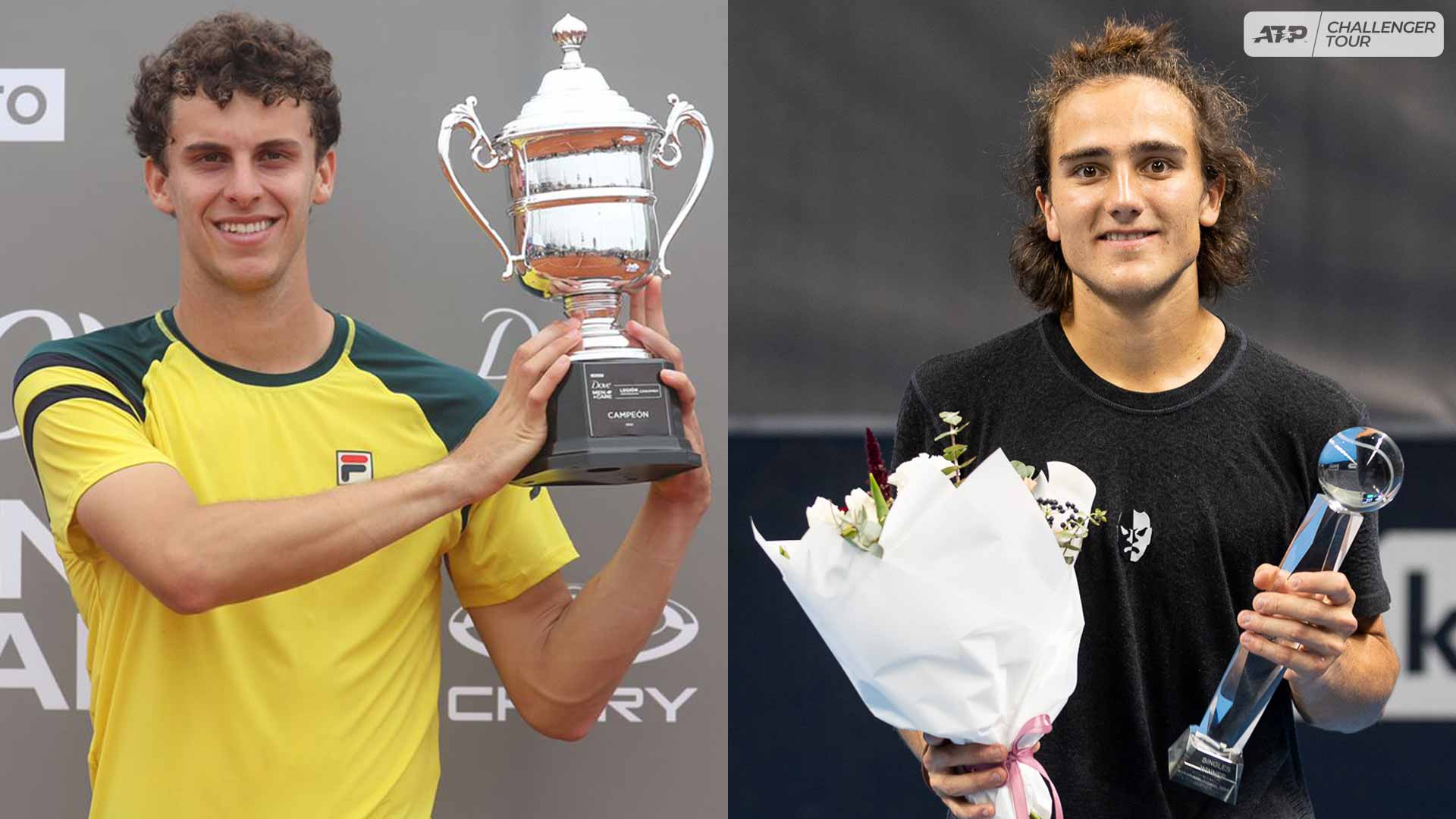 Juan Manuel Cerundolo (left) and Mattia Bellucci earned their second Challenger titles of 2022 on Sunday.