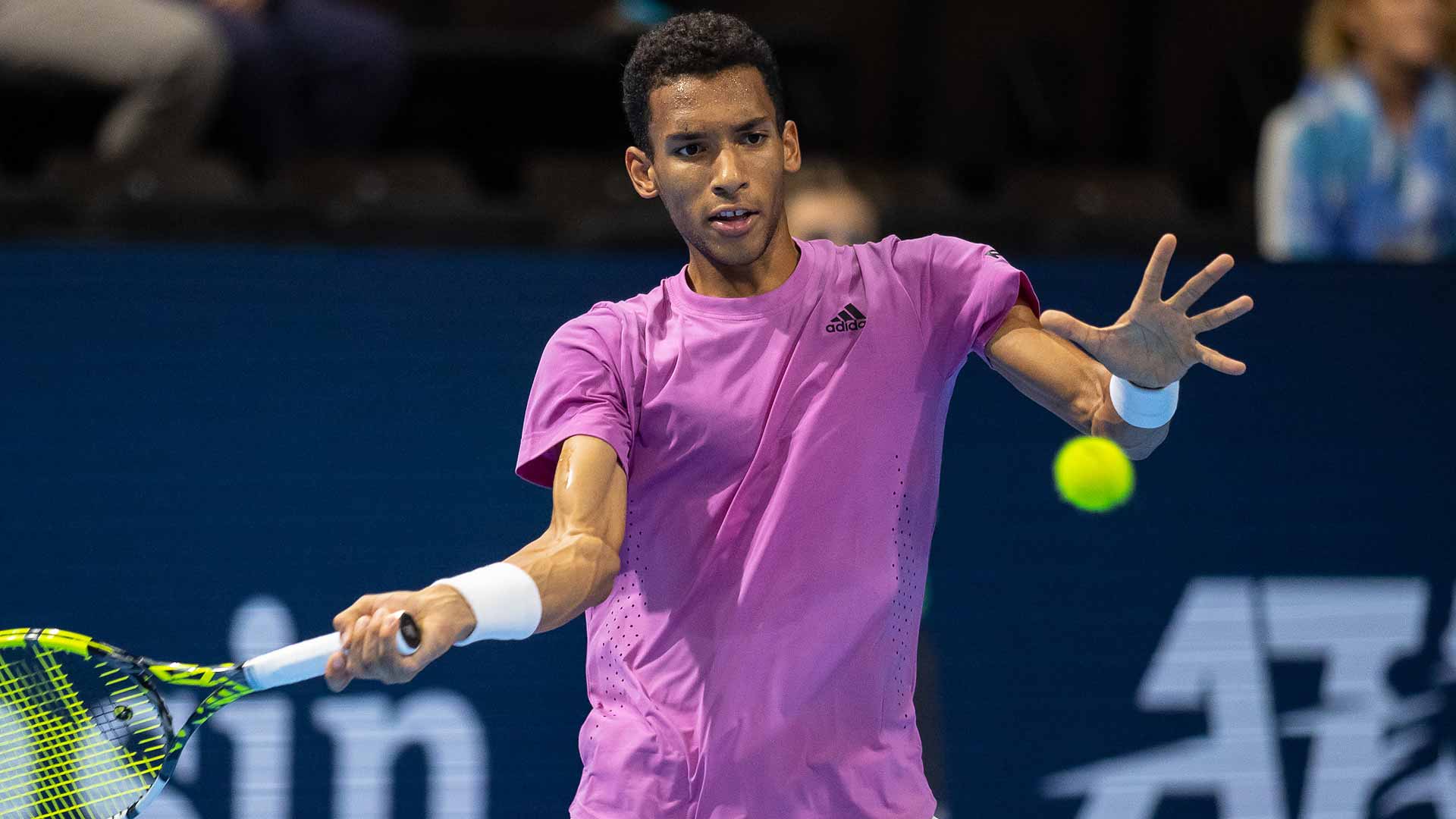 Felix Auger-Aliassime downs Marc Andrea-Huesler in three sets on Wednesday at the Swiss Indoors Basel.