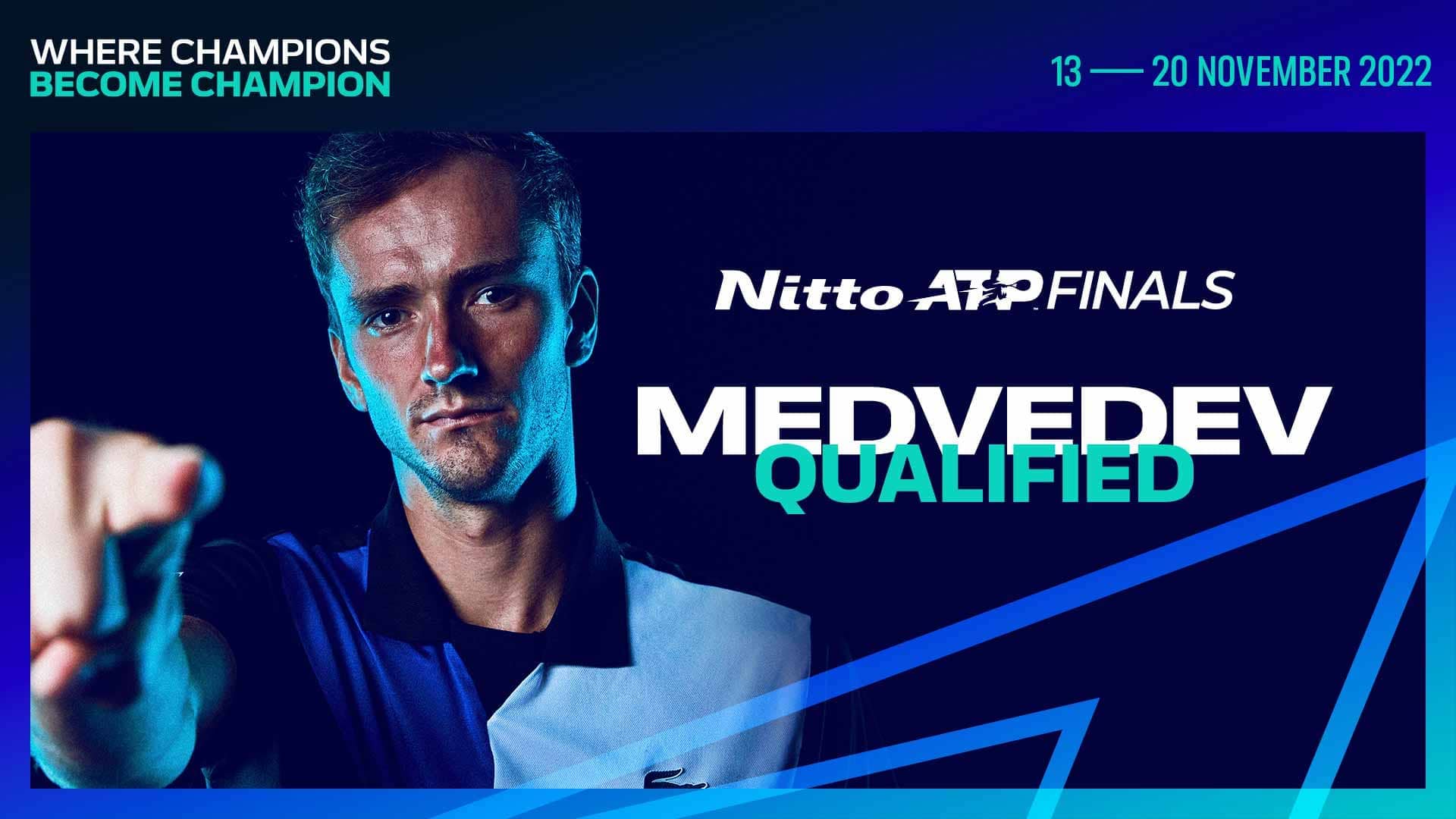 Daniil Medvedev is the sixth player to qualify for the season finale, to be played in Turin from 13-20 November.