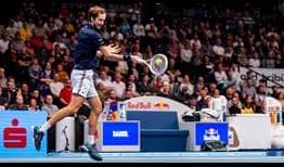 Daniil Medvedev in action against Jannik Sinner on Friday at the Erste Bank Open in Vienna.